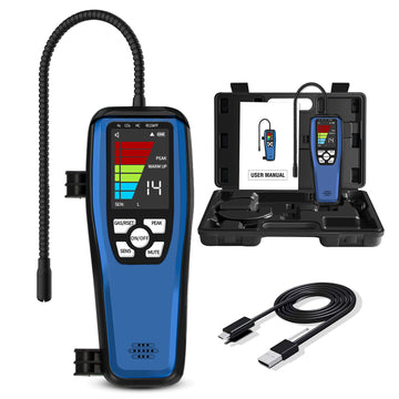 HVAC Refrigerant Leak Detector, ALD-200 Freon Leak Detector, Rechargeable Freon Sniffer Halogen Combustible Gas Leak Detector 16-Inch Sensor Probes with Loud Alarm,for R134A R410A R22 R600A R454B